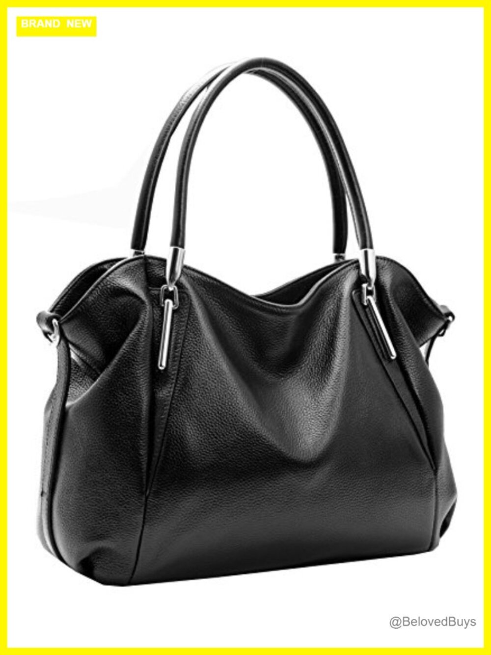 Genuine Leather Shoulder Tote Handbag with Detachable Strap